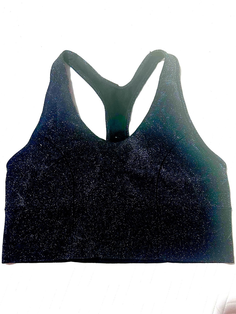 PINK Victoria's Secret Black Glitter Racerback Sports Bra